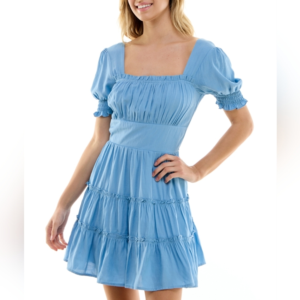 Trixxi Blue Floral Dress Juniors Large